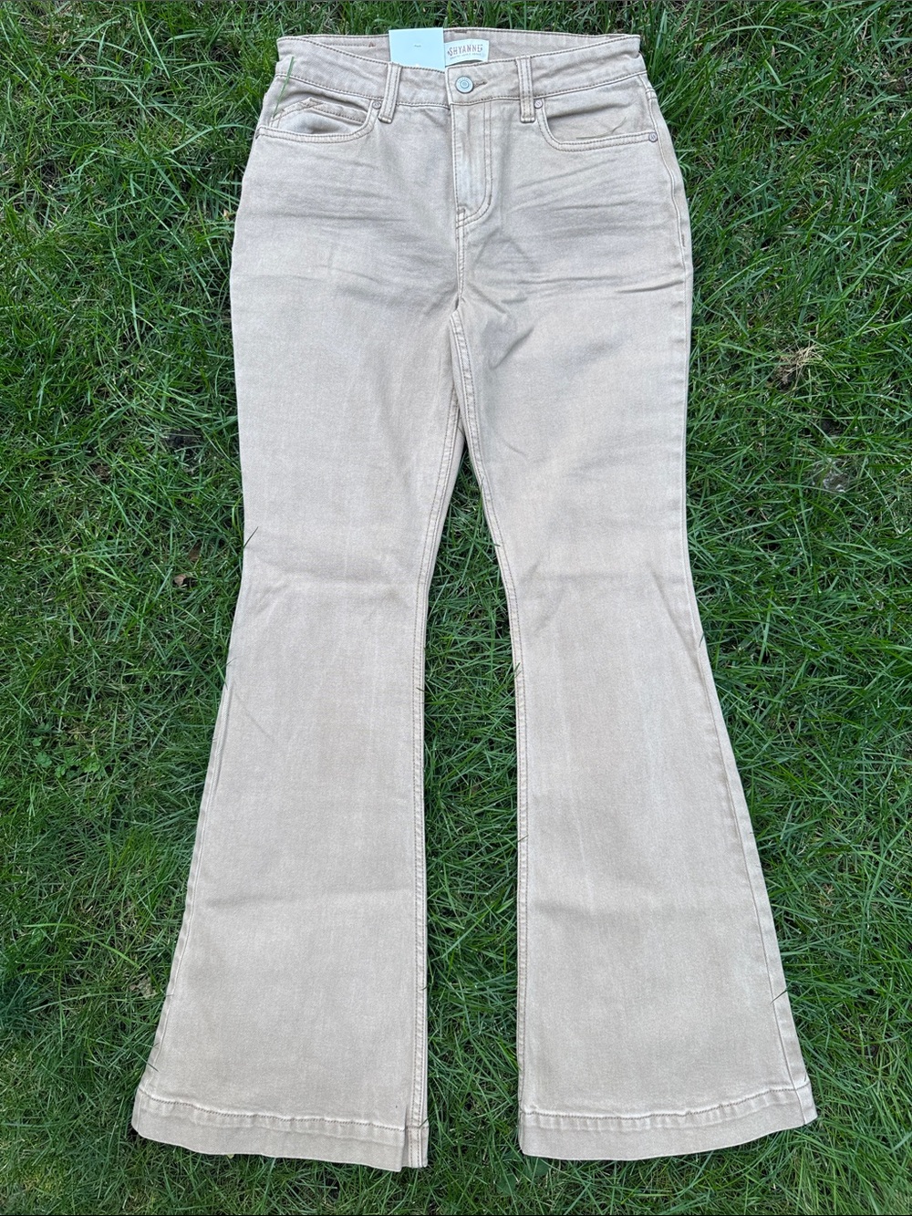 Boot Barn Shyanne Beige High-Rise Flare Jeans